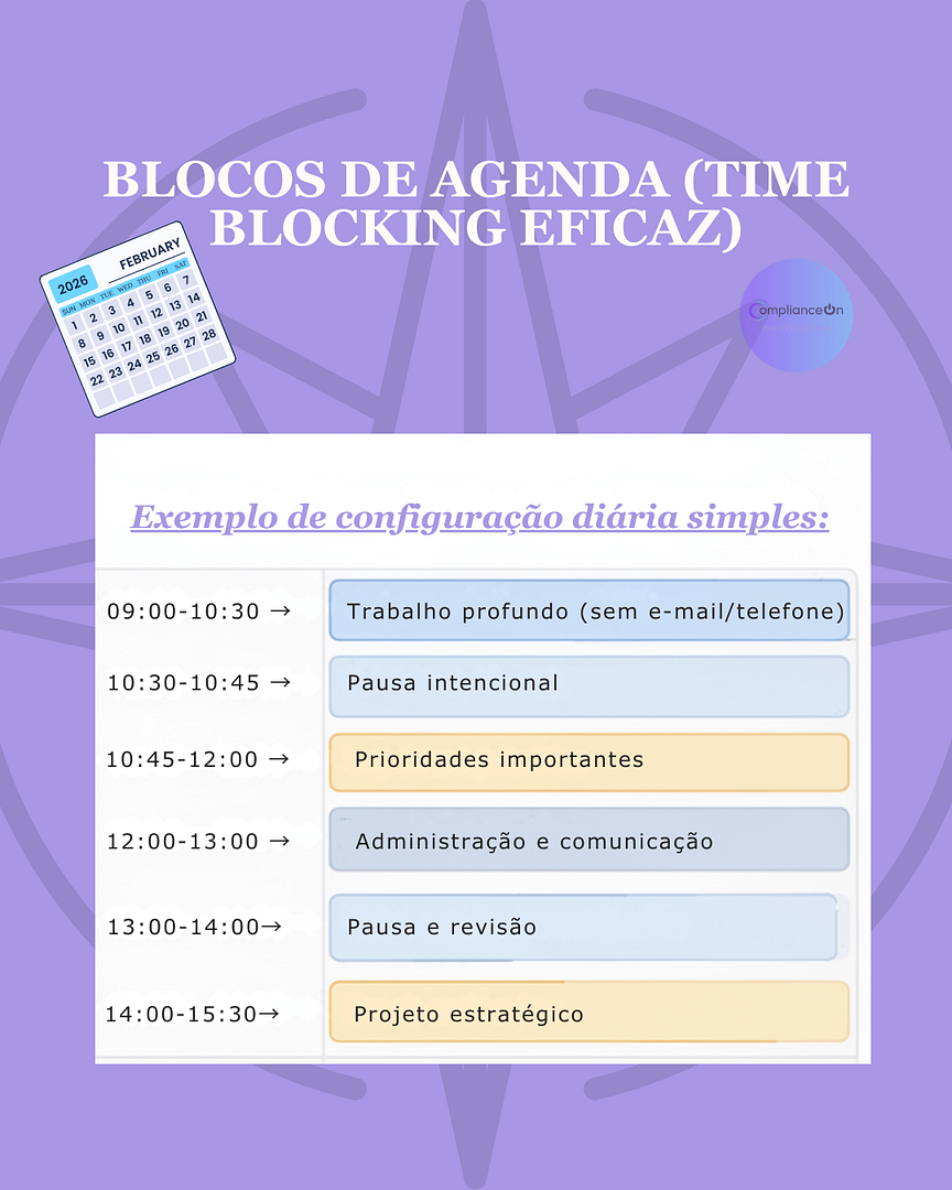 Exemplo de gestão de tempo para empreendedores com técnica de time blocking